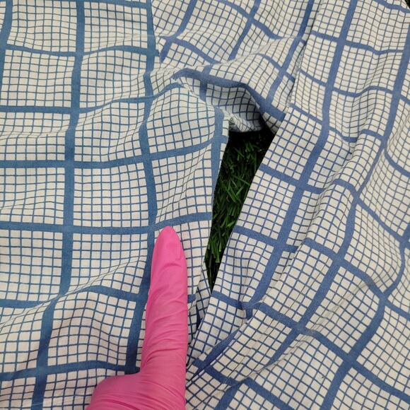 Vintage 70s Disco Checkered Button Shirt Medium 20x30 Blue - Picture 3 of 11